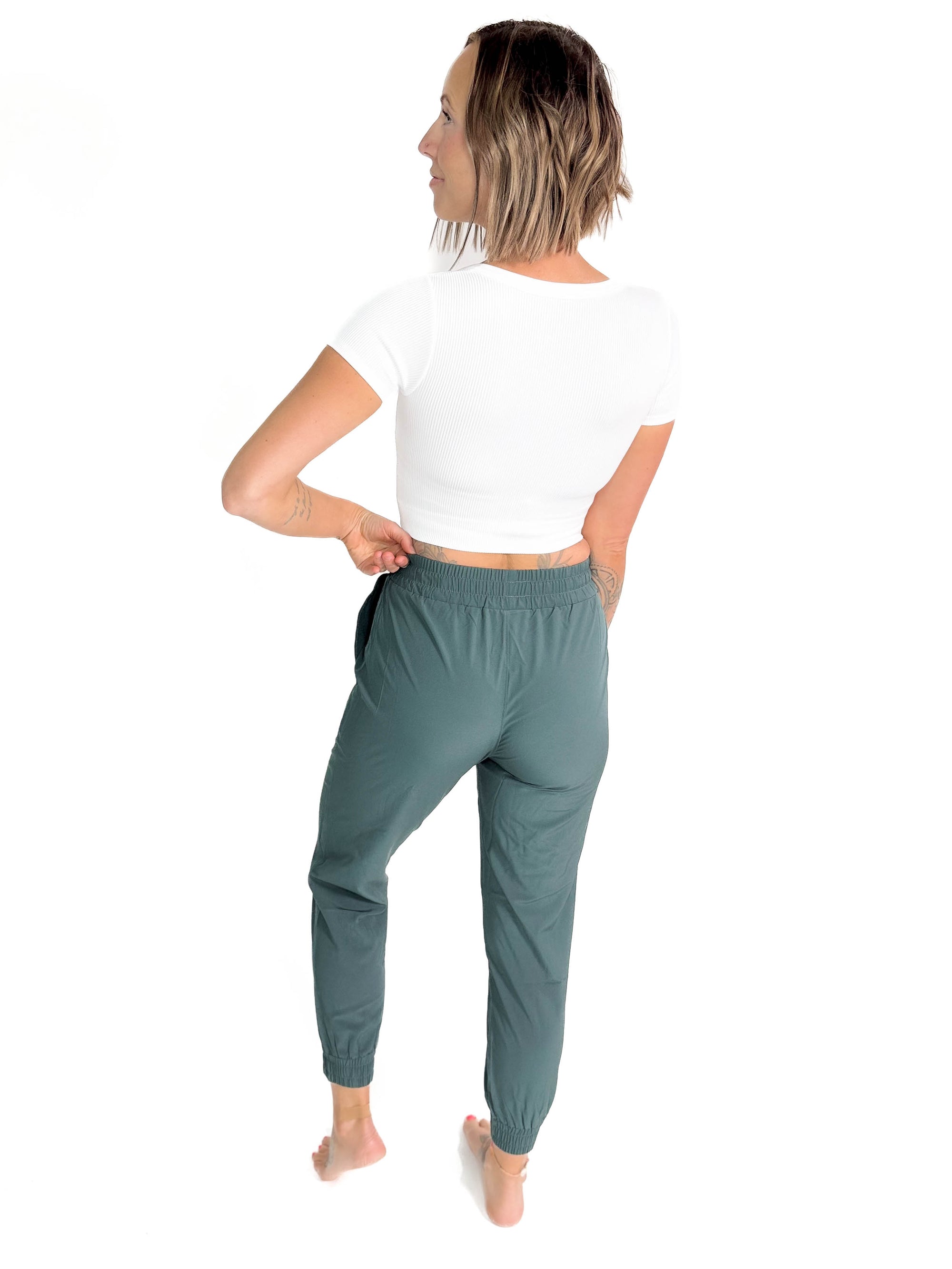 MONO B Maizy Athleisure Jogger- EVERGREEN