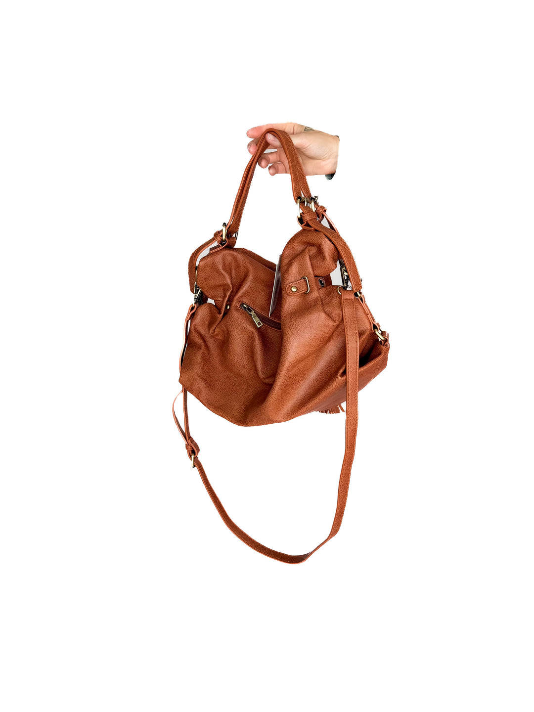 Jamila Rustic Tote Bag- CAMEL BROWN