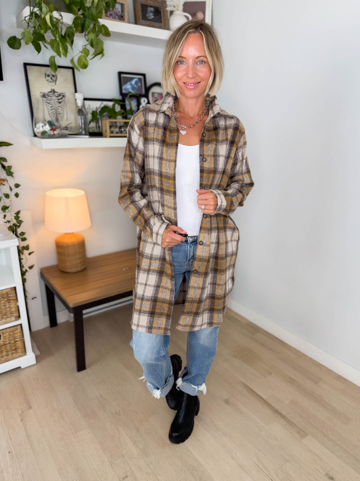Renfrew Plaid Shacket- MOCHA