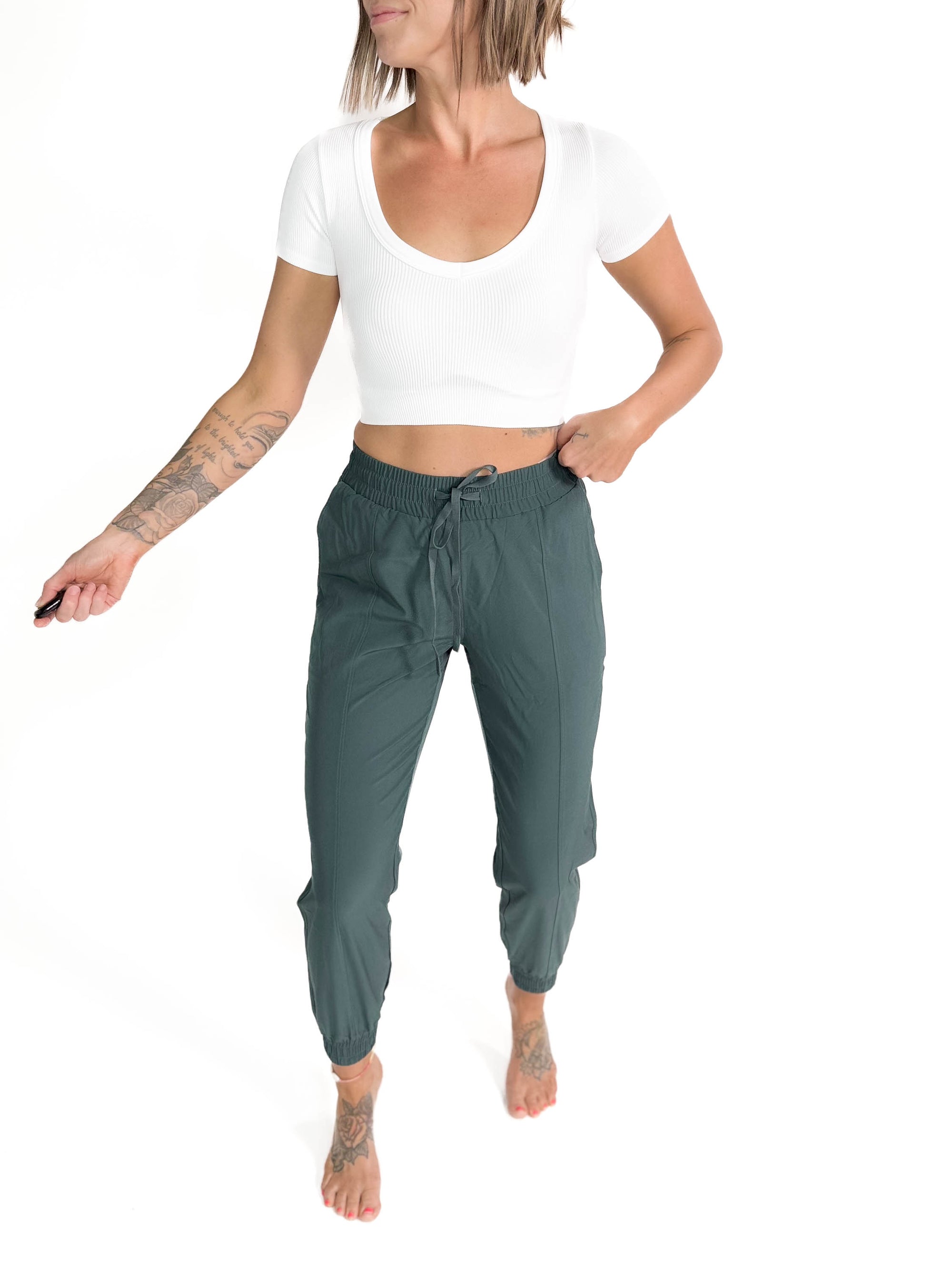 MONO B Maizy Athleisure Jogger- EVERGREEN