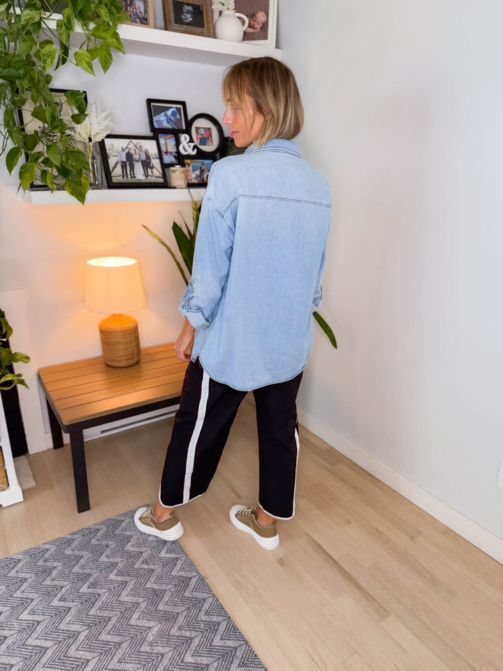 Tate Denim Shacket- LIGHT WASH