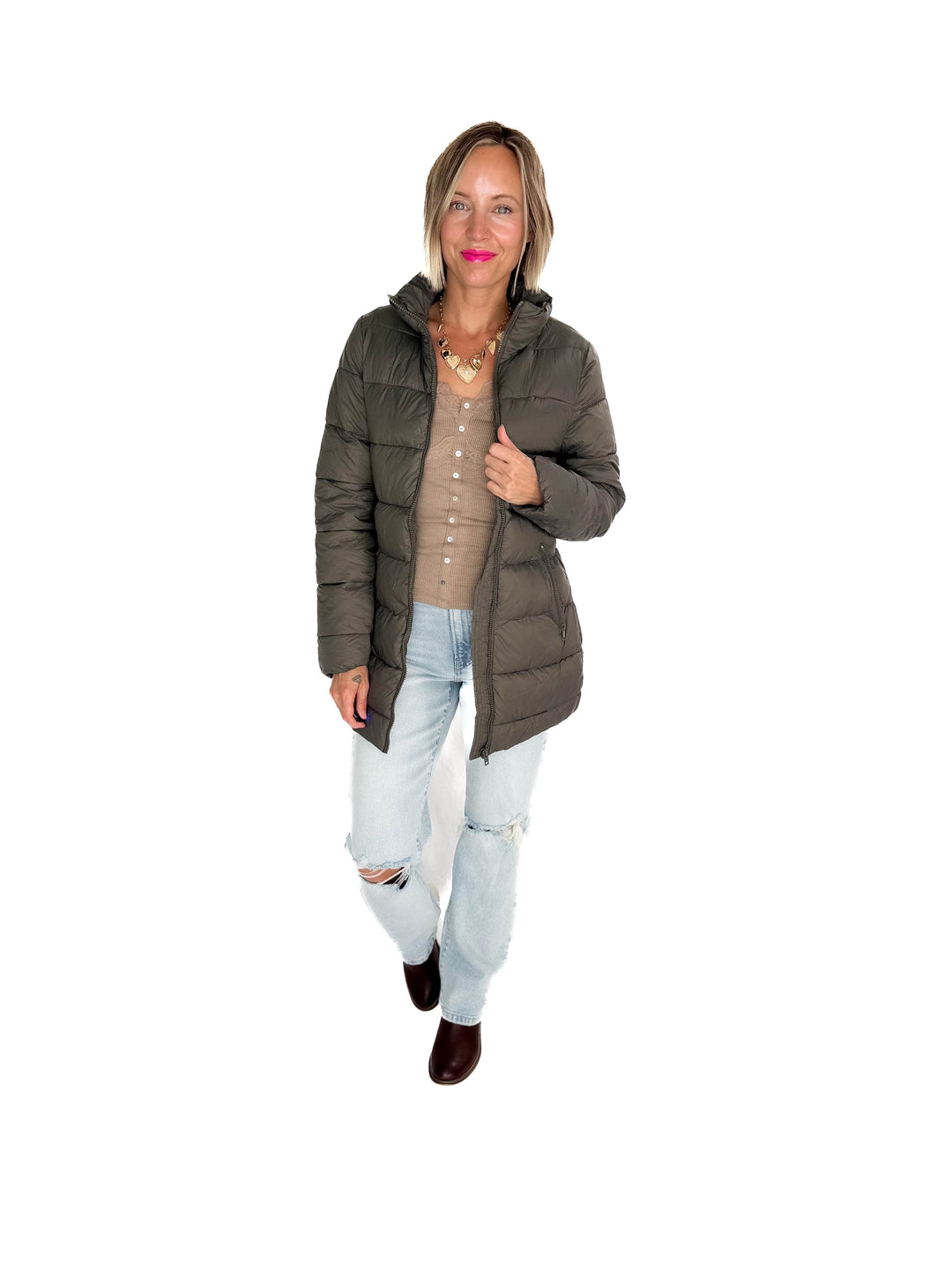 Alicia Wind Breaker Jacket- OLIVE