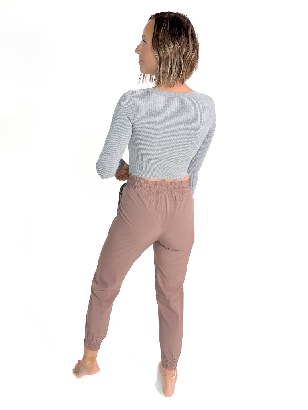 Must Have Seamless Long Sleeve Brami Top- HTHR GREY-FINAL SALE