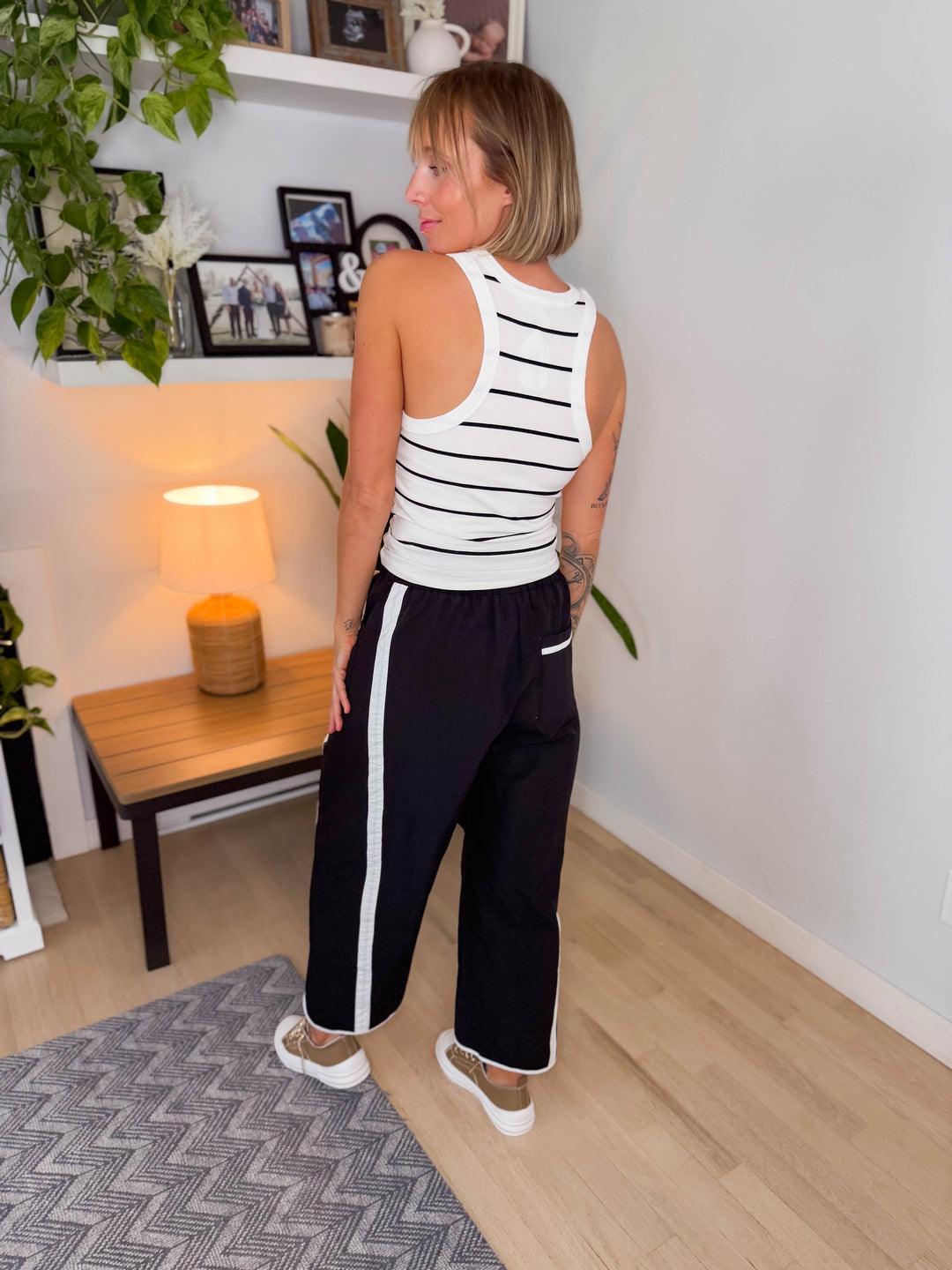 Liora Striped Tank- WHITE