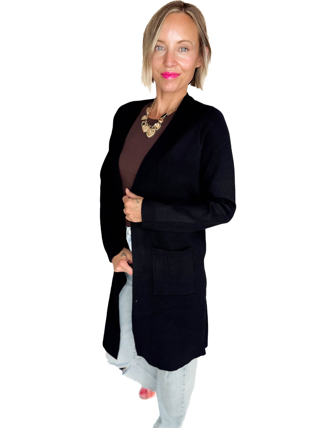 VERO MODA Saba Pocket Coatigan- BLACK