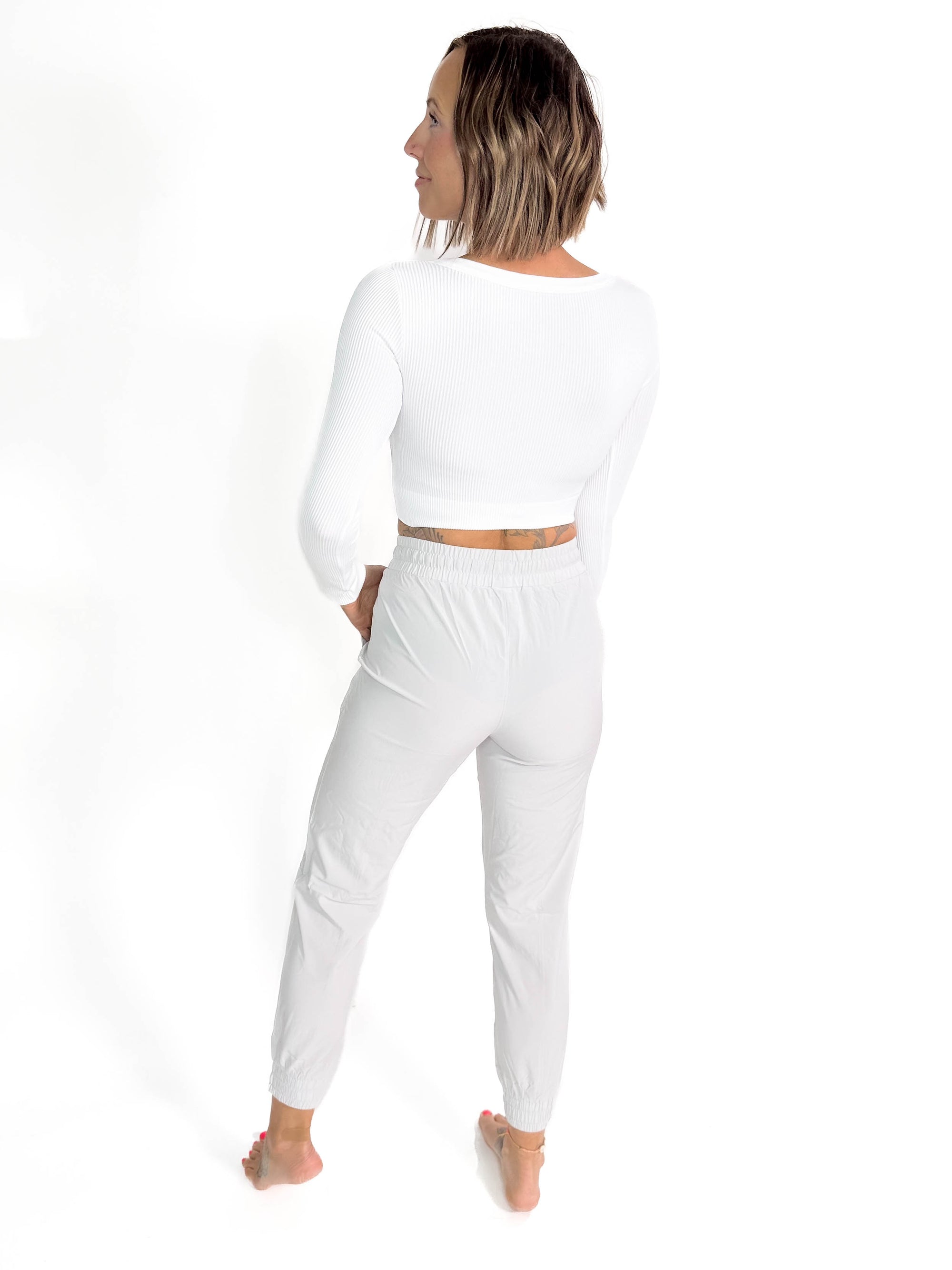 Must Have Seamless Long Sleeve Brami Top- WHITE