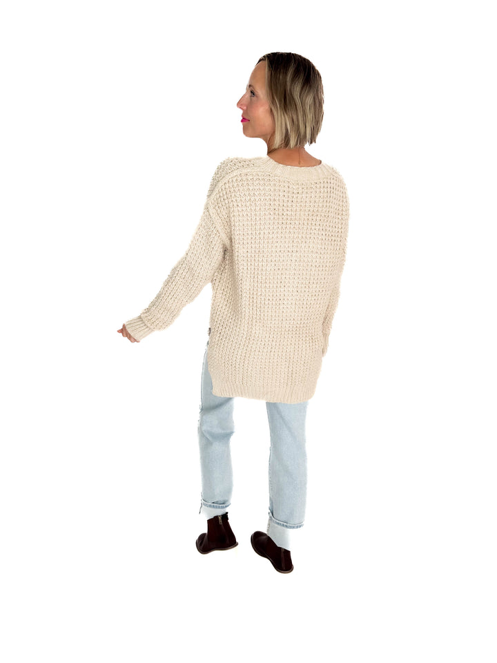 Charleen Waffle Knit Sweater- SHELL