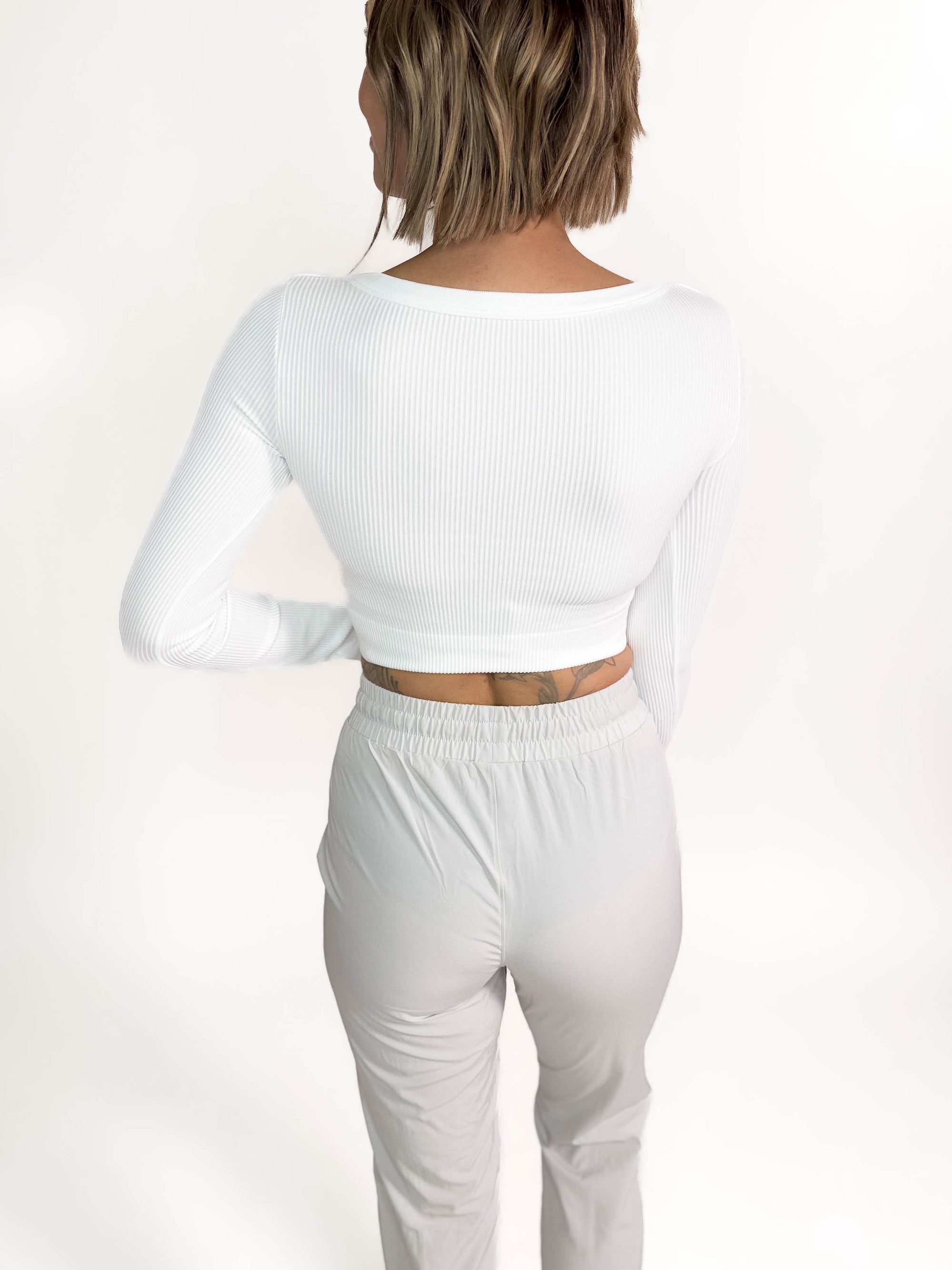 Must Have Seamless Long Sleeve Brami Top- WHITE