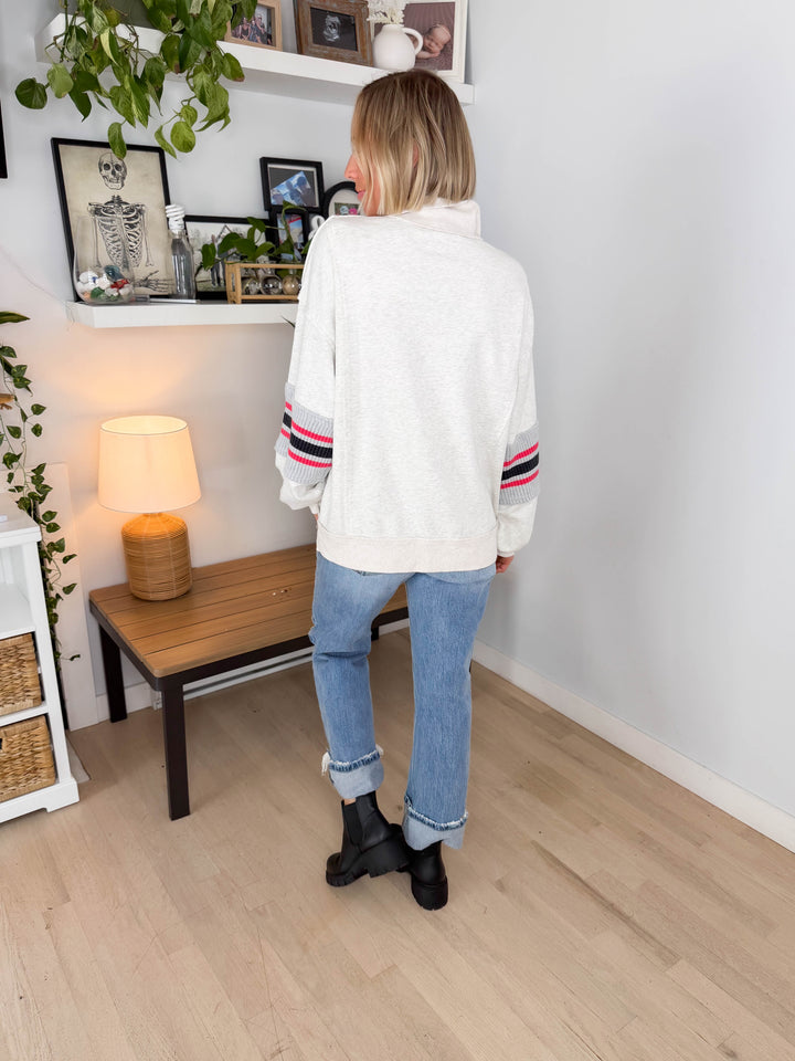Laurel Mist Mineral Washed Pullover- LIGHT HTHR GREY