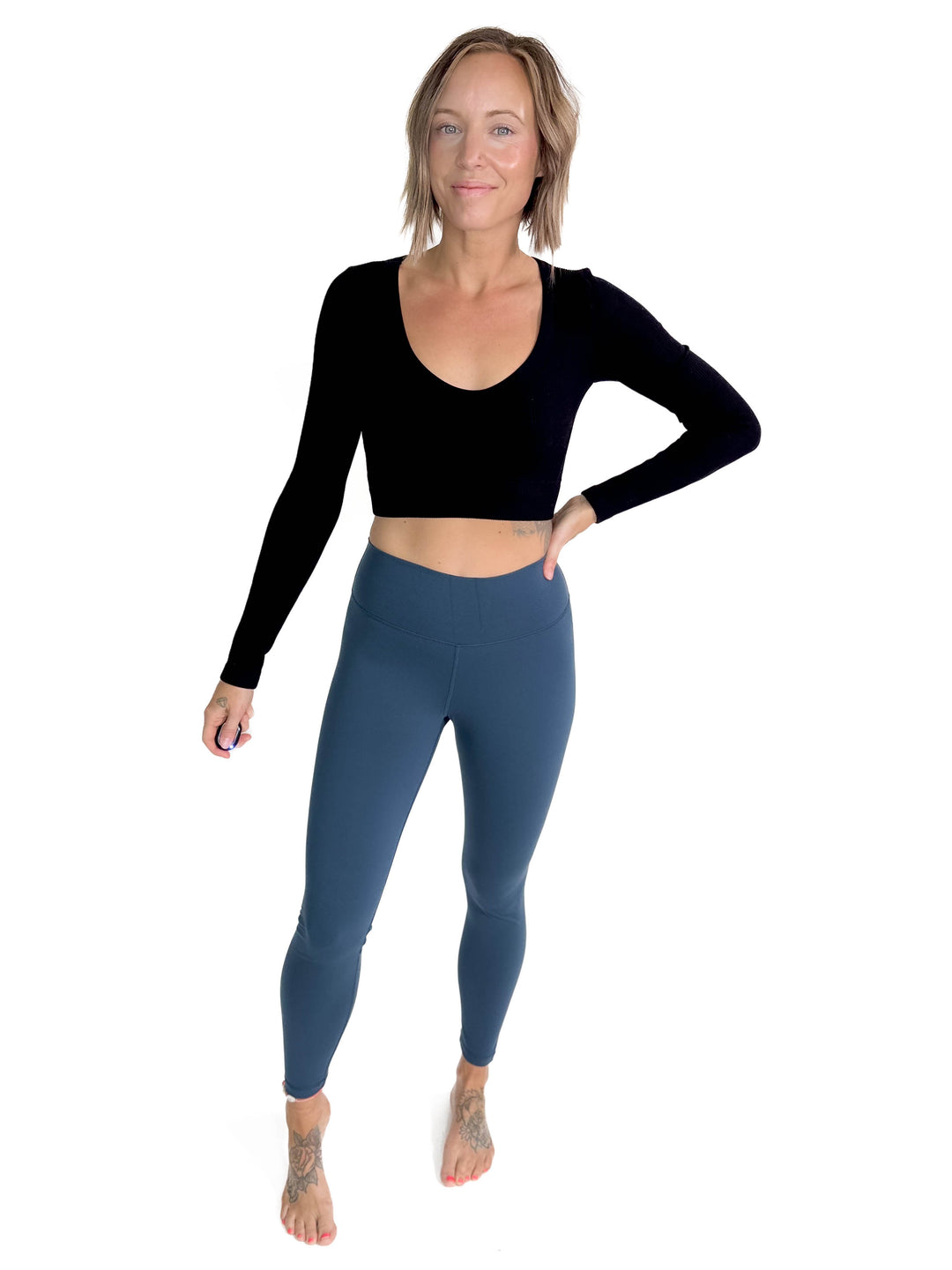 Must Have Seamless Long Sleeve Brami Top- BLACK-FINAL SALE