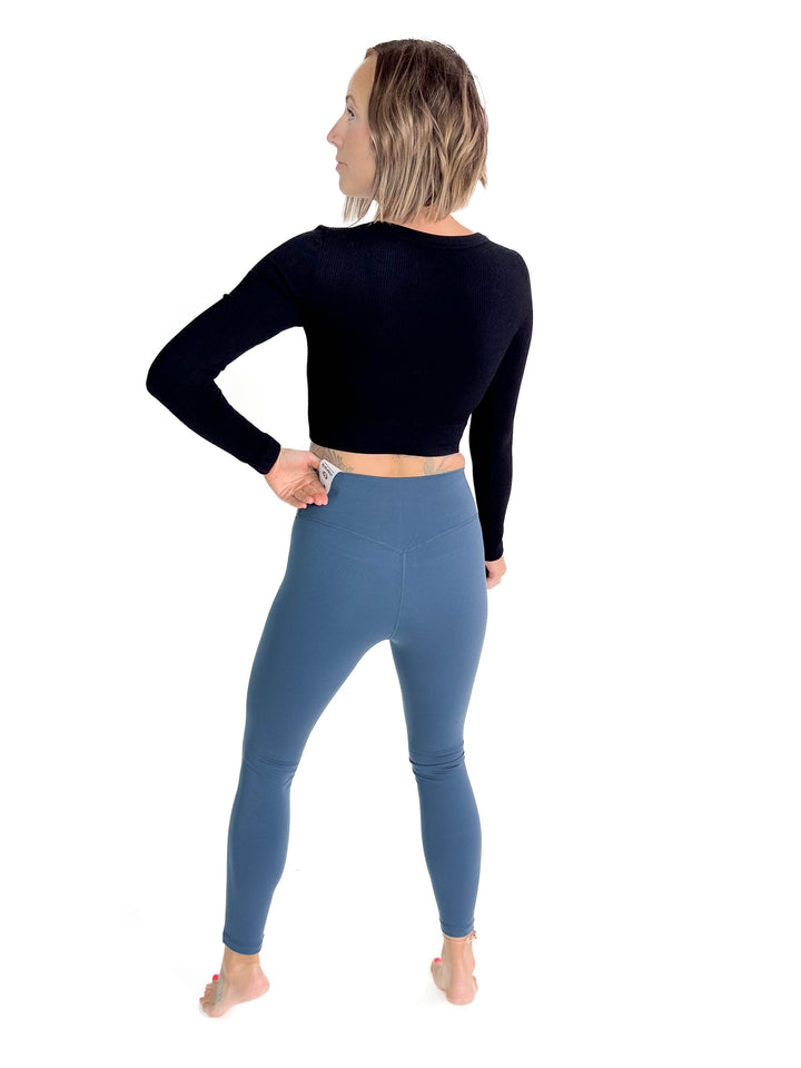 Must Have Seamless Long Sleeve Brami Top- BLACK-FINAL SALE