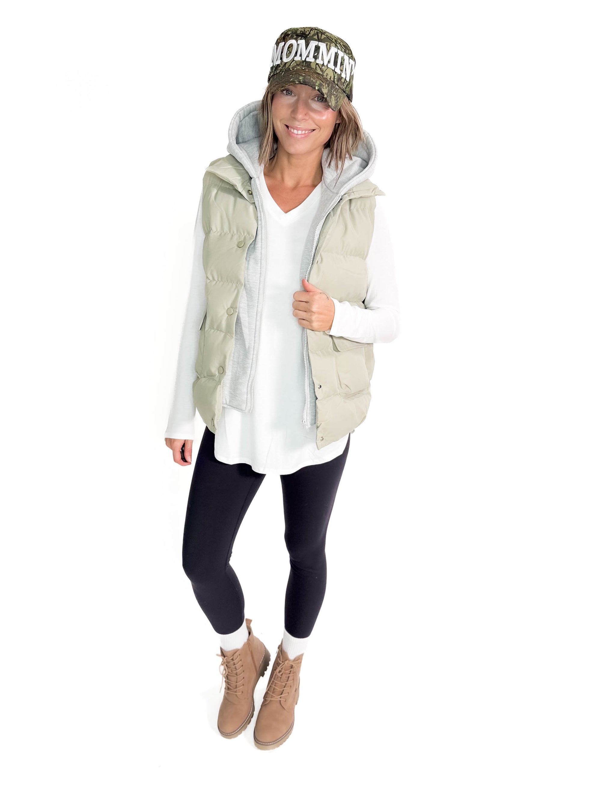 Bradlee Hoodie Vest- SAGE GREY