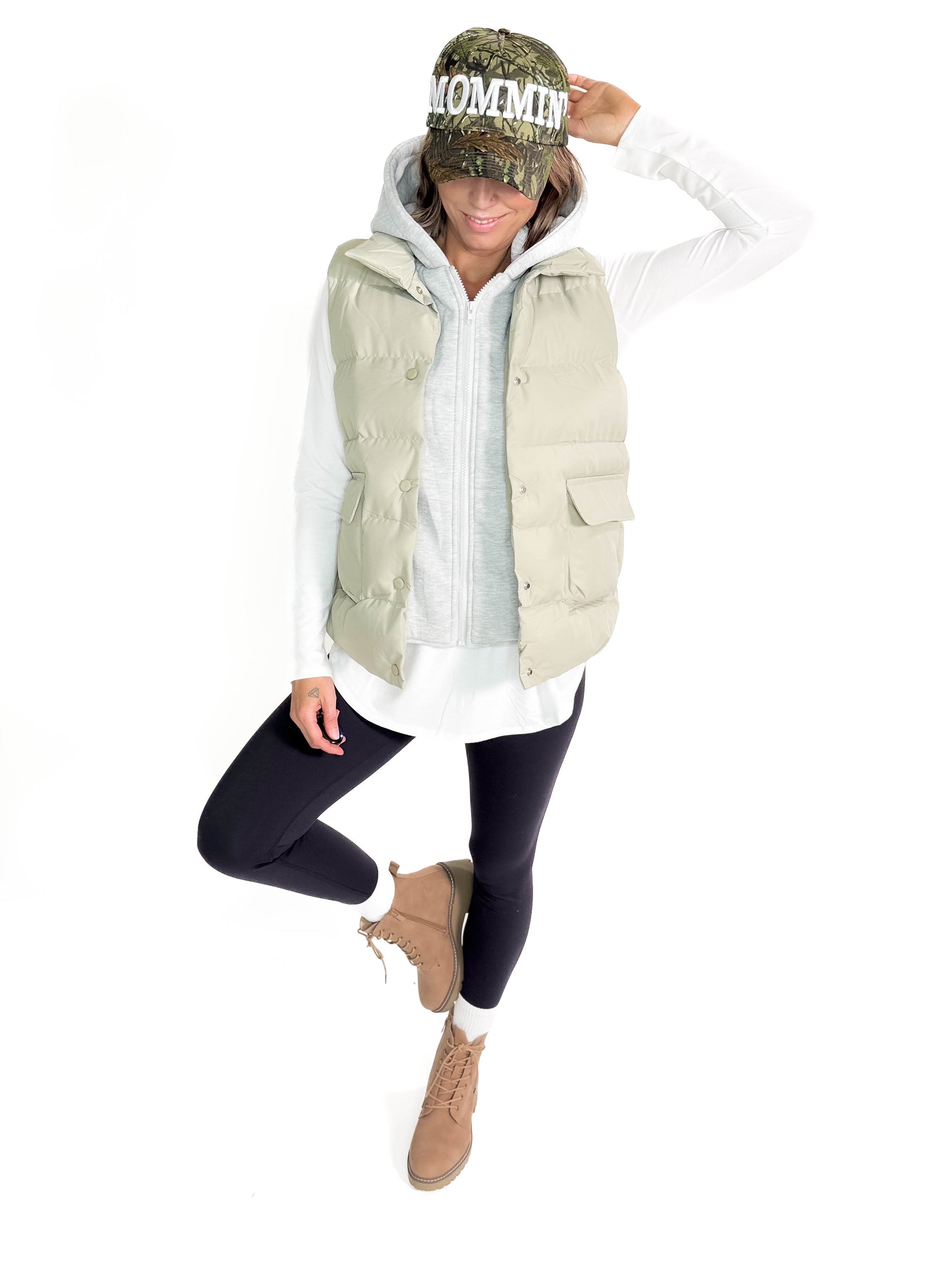 Bradlee Hoodie Vest- SAGE GREY