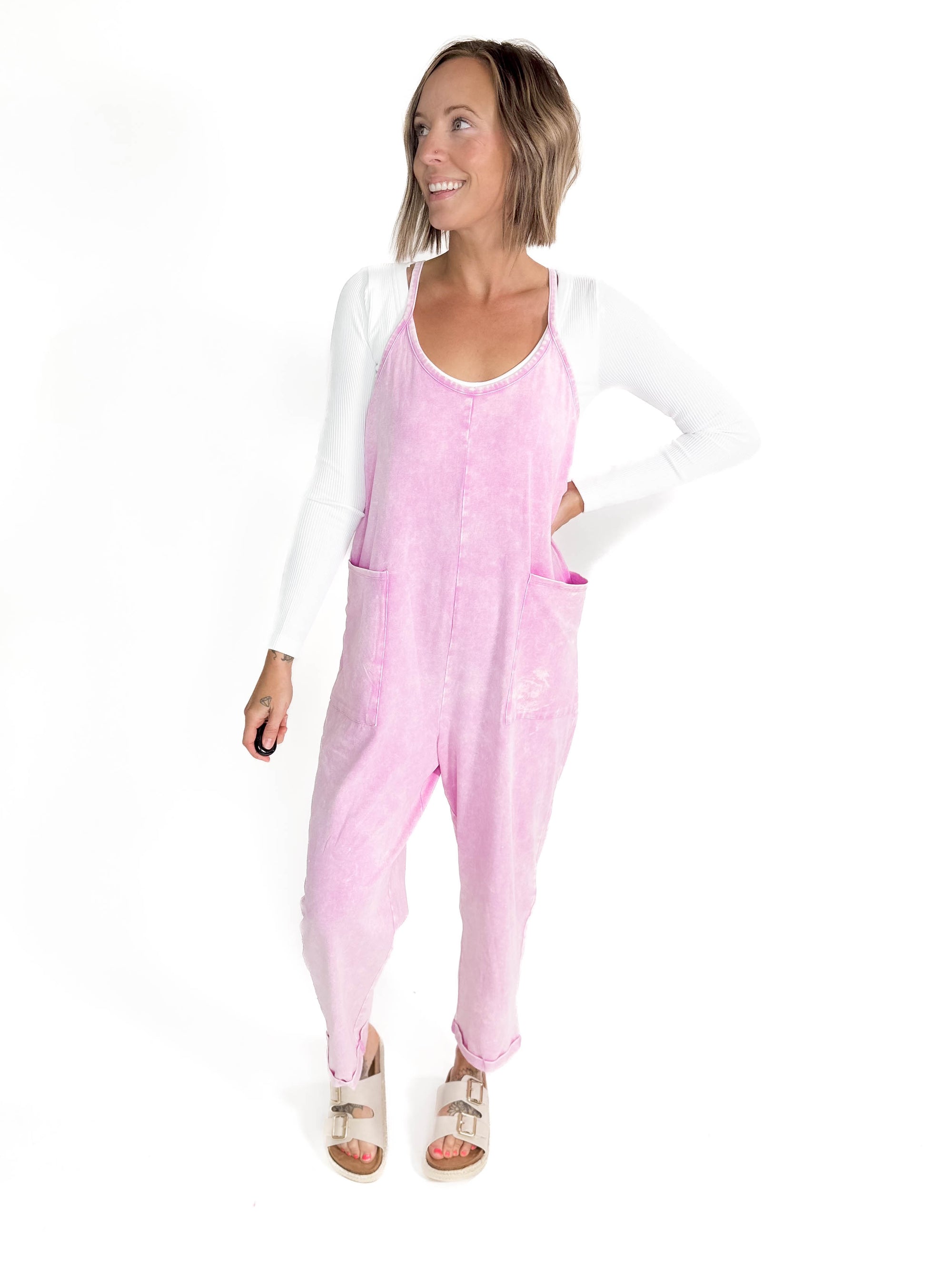 Tones Washed Jumpsuit - PINK