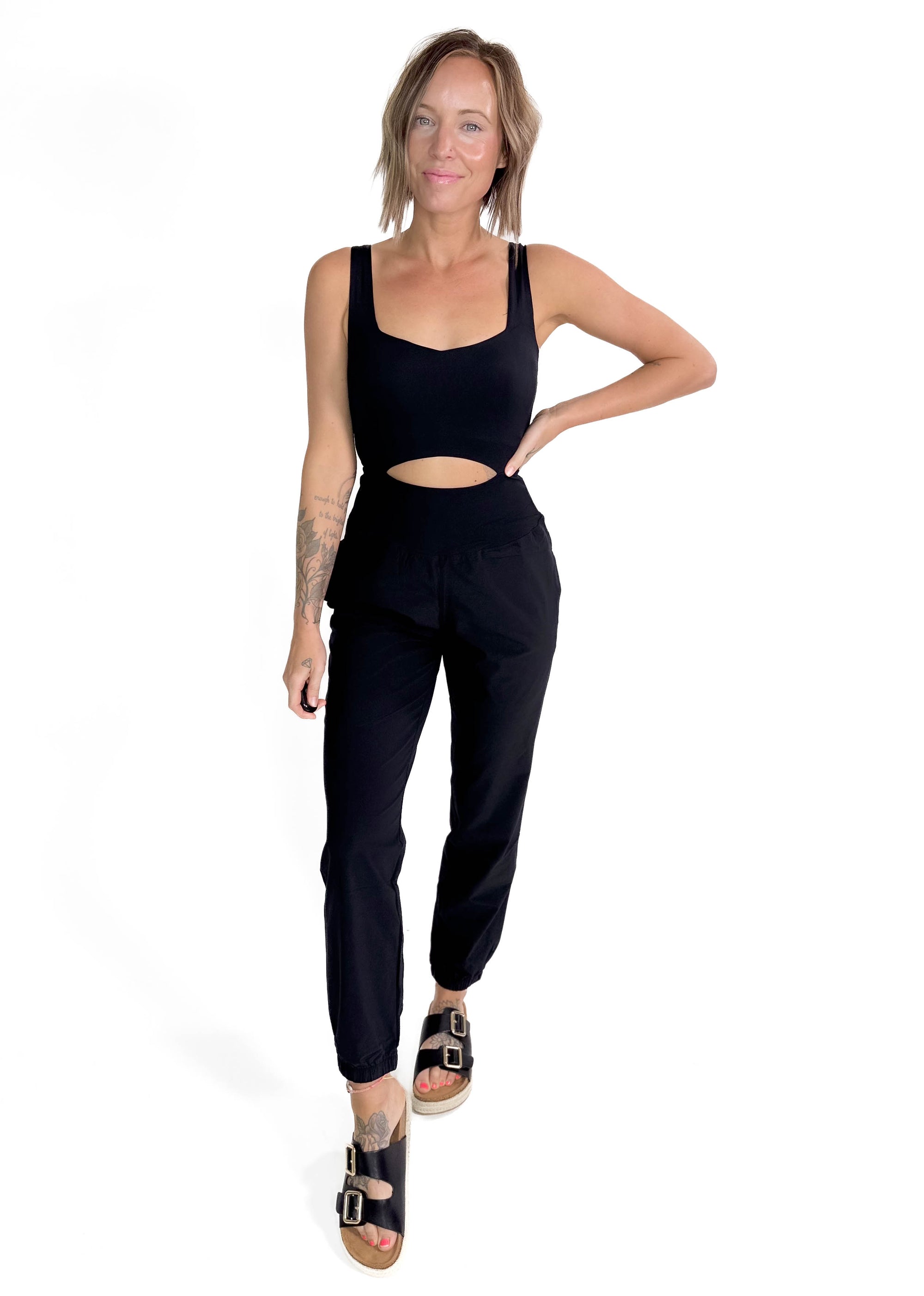 MONO B Marlee Active Jumpsuit- BLACK