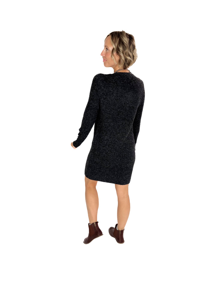 VERO MODA Doffy Sweater Dress Tunic- BLACK MELANGE