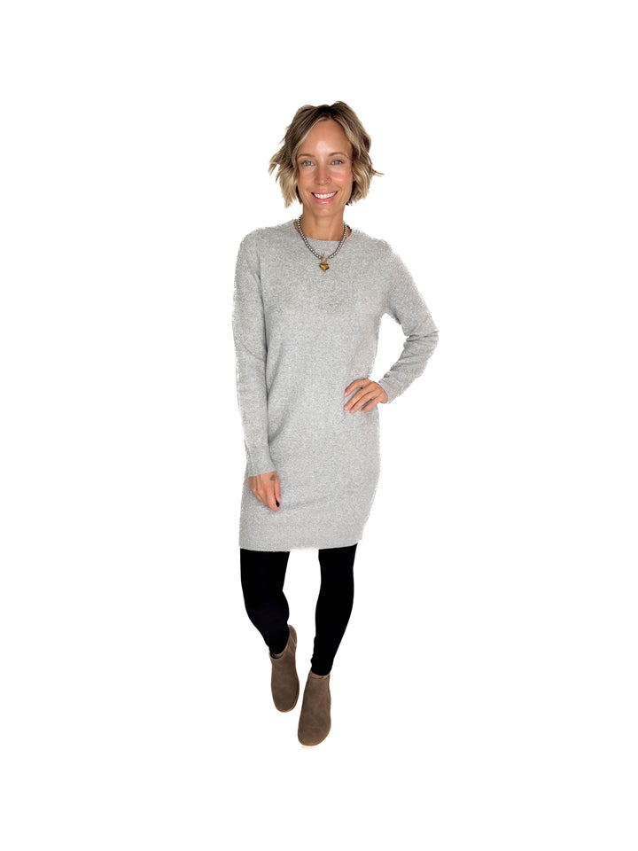 VERO MODA Doffy Sweater Dress Tunic- LT GREY MELANGE