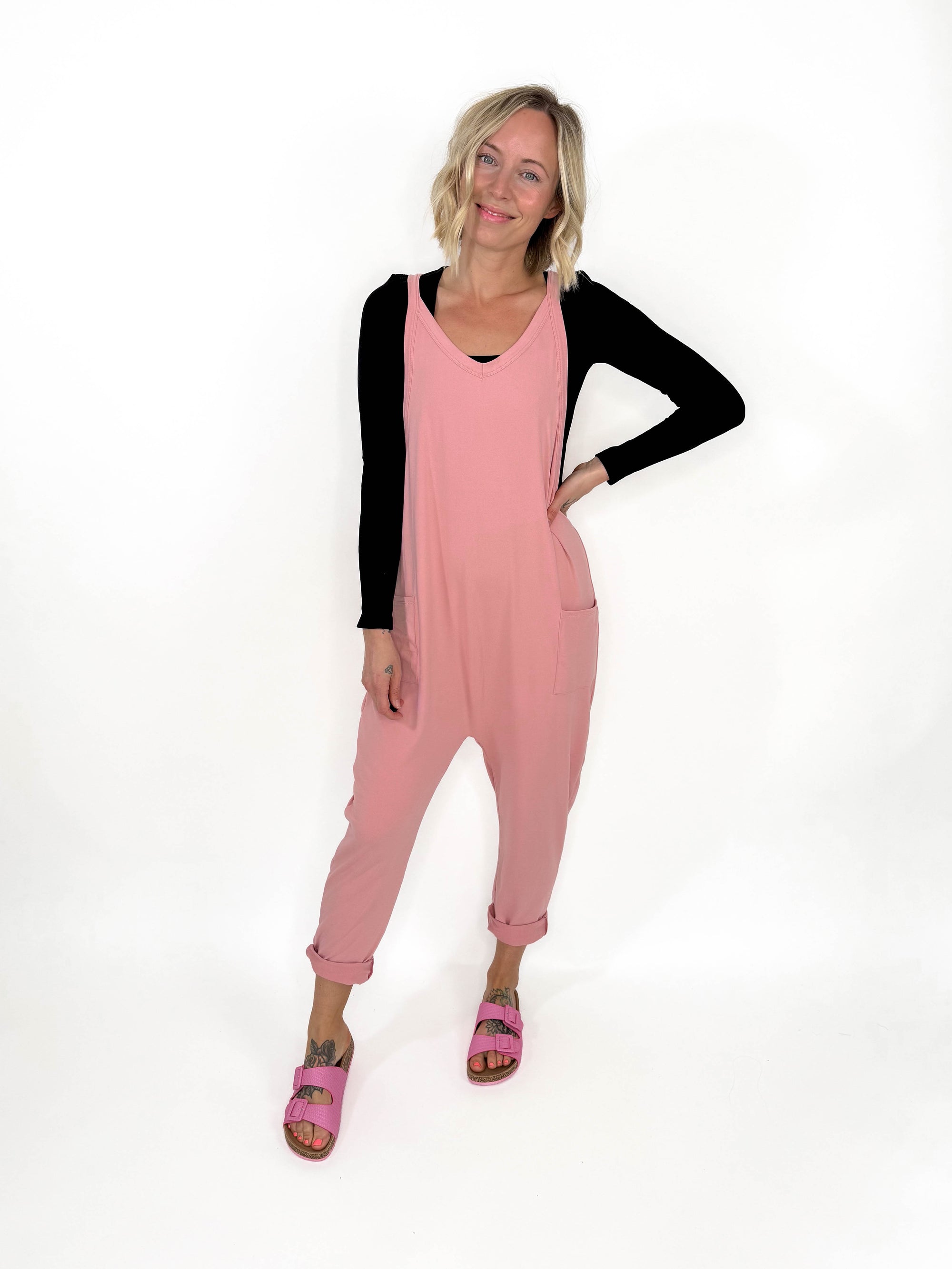 Anything But Basic Jumpsuit- ROSE-FINAL SALE