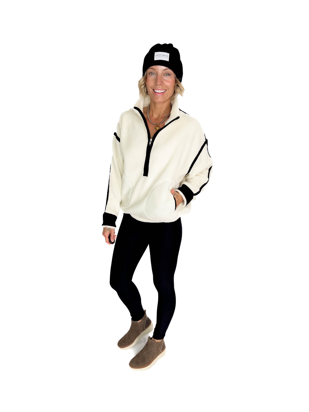 RD STYLE Moa 1/2 Zip Fleece- STONE