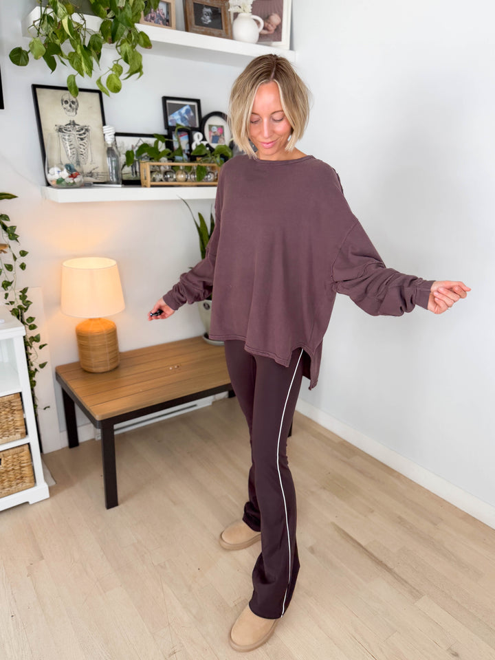 Mono B Jacey Classic Cotton Pullover- COFFEE