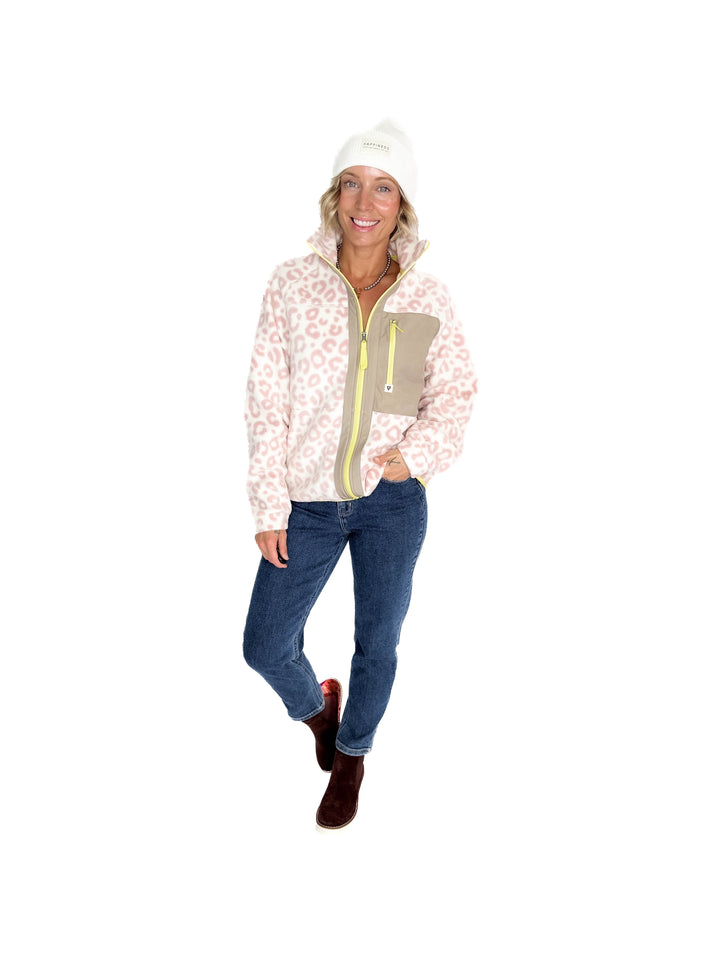 Dawn Full Zip Fleece Jacket- ROSE LEOPARD