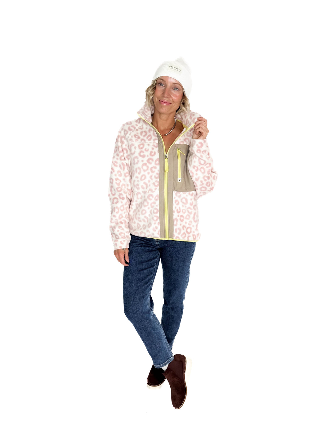 Dawn Full Zip Fleece Jacket- ROSE LEOPARD