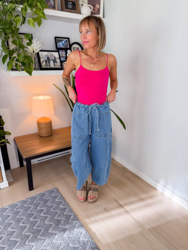 Not Your Basic Crop Camisole- HOT PINK