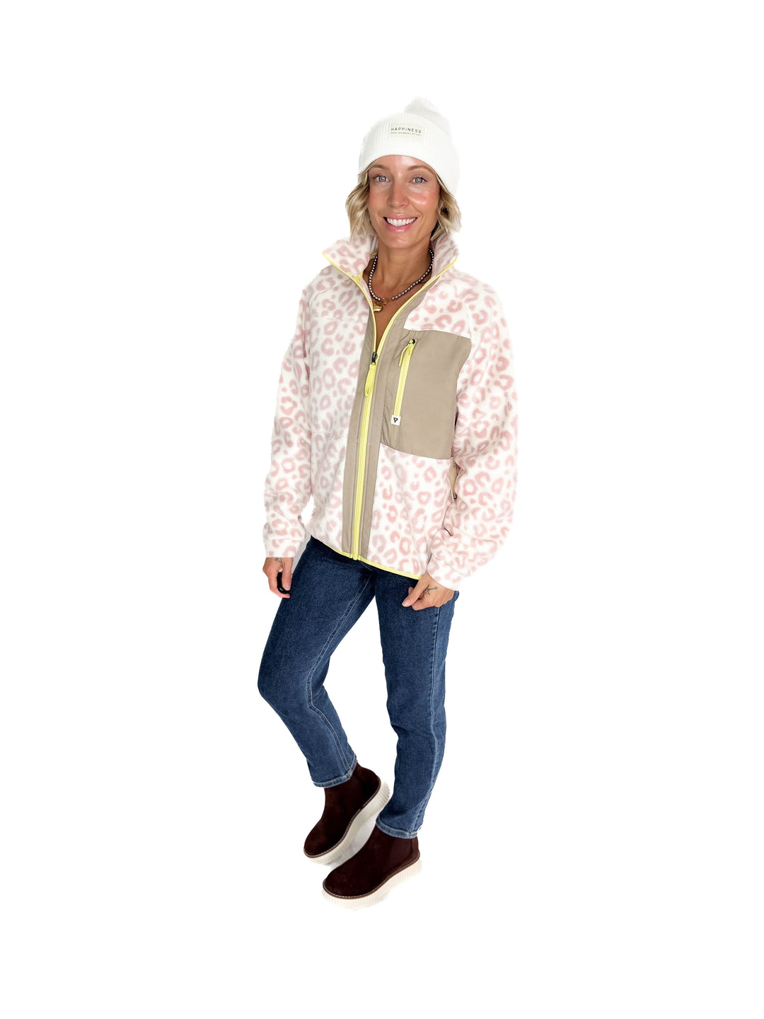 Dawn Full Zip Fleece Jacket- ROSE LEOPARD