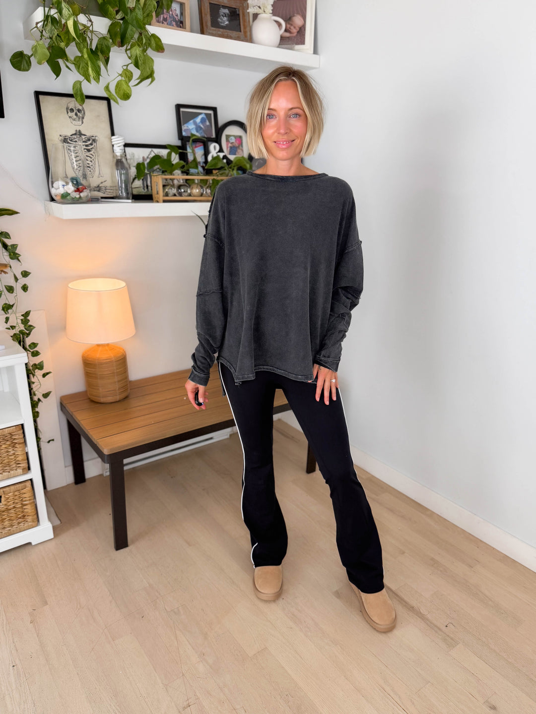 Mono B Jacey Classic Cotton Pullover- BLACK