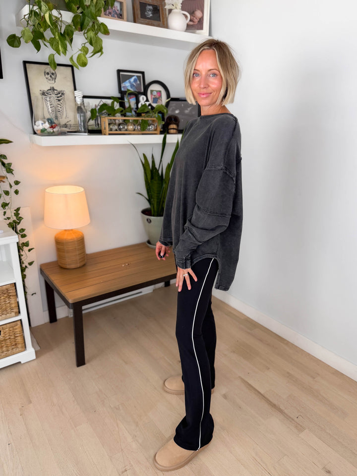 Mono B Jacey Classic Cotton Pullover- BLACK