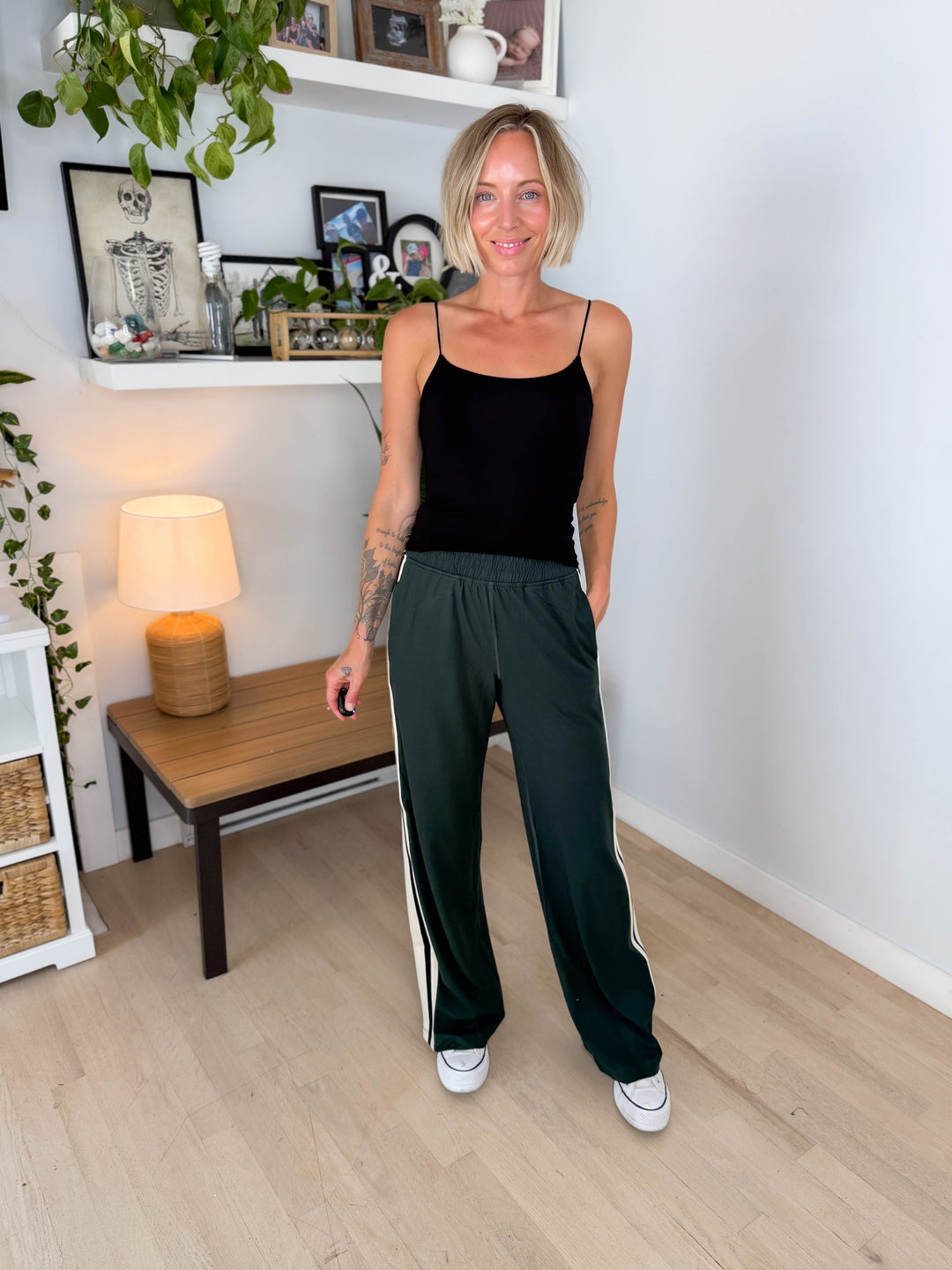 Cadence Butter Side Stripe Pant- REGENCY GREEN