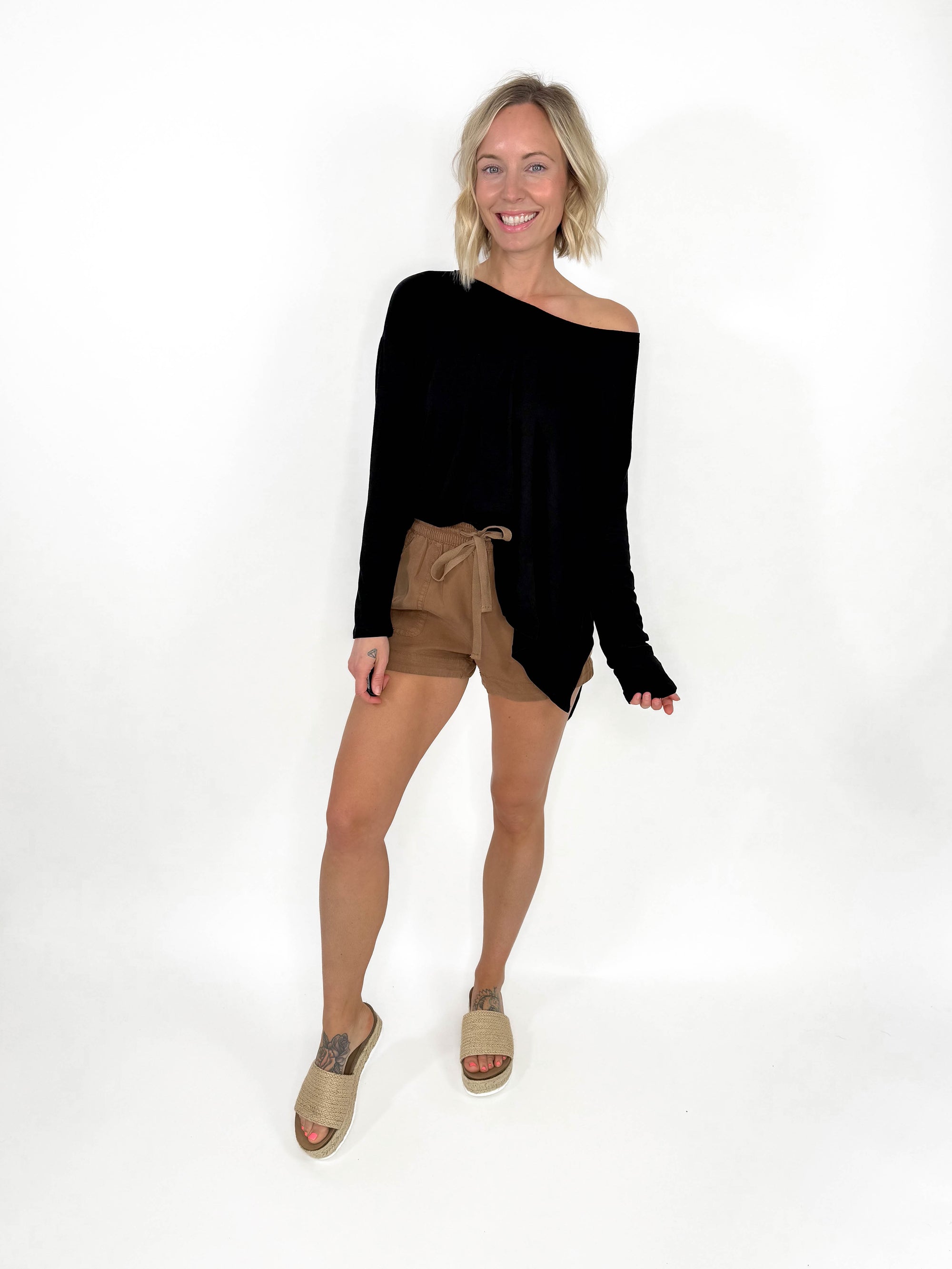 James Slouchy Tunic Top- BLACK