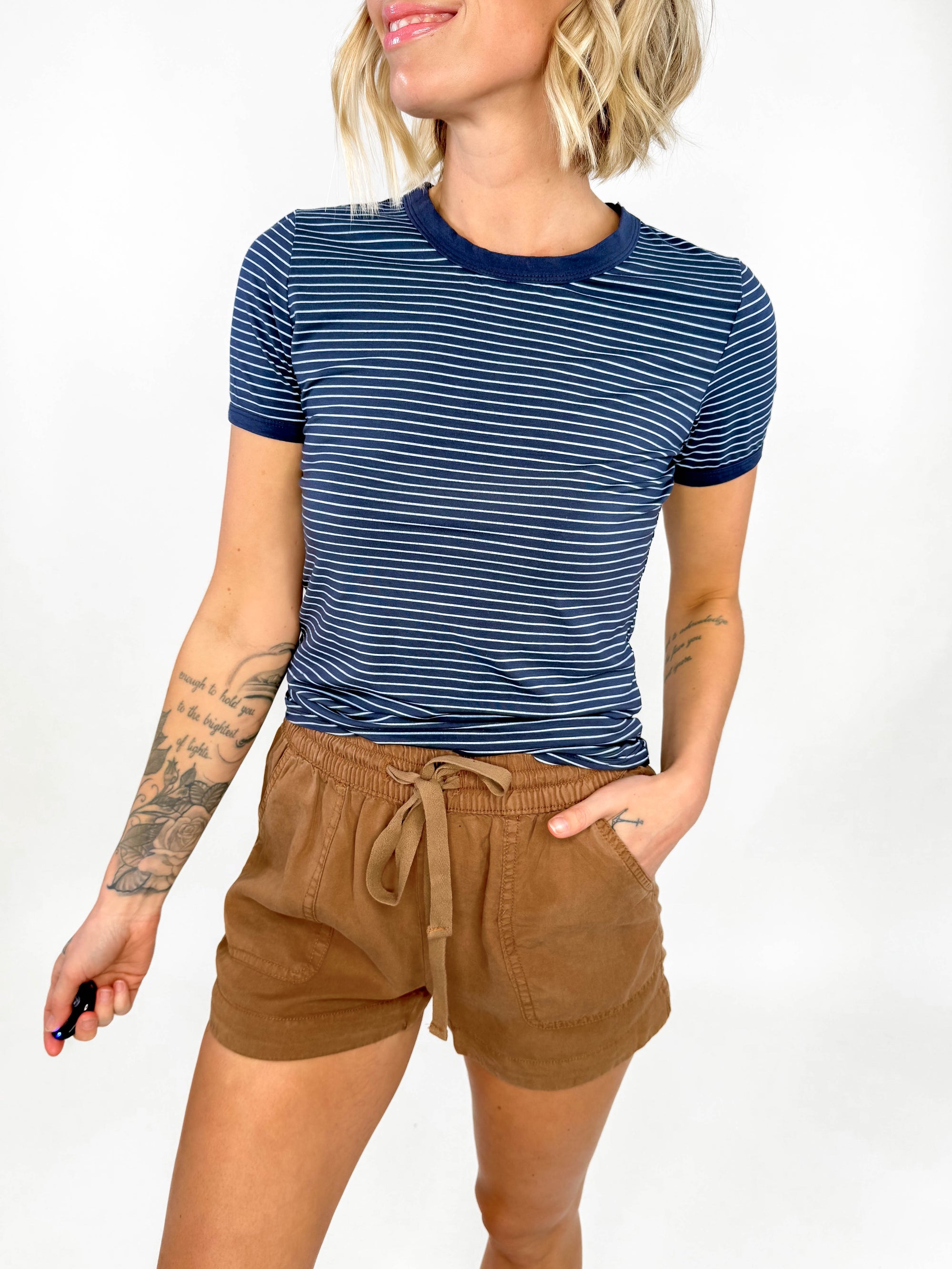 Anniston Tencel Shorts- WASHED BROWN