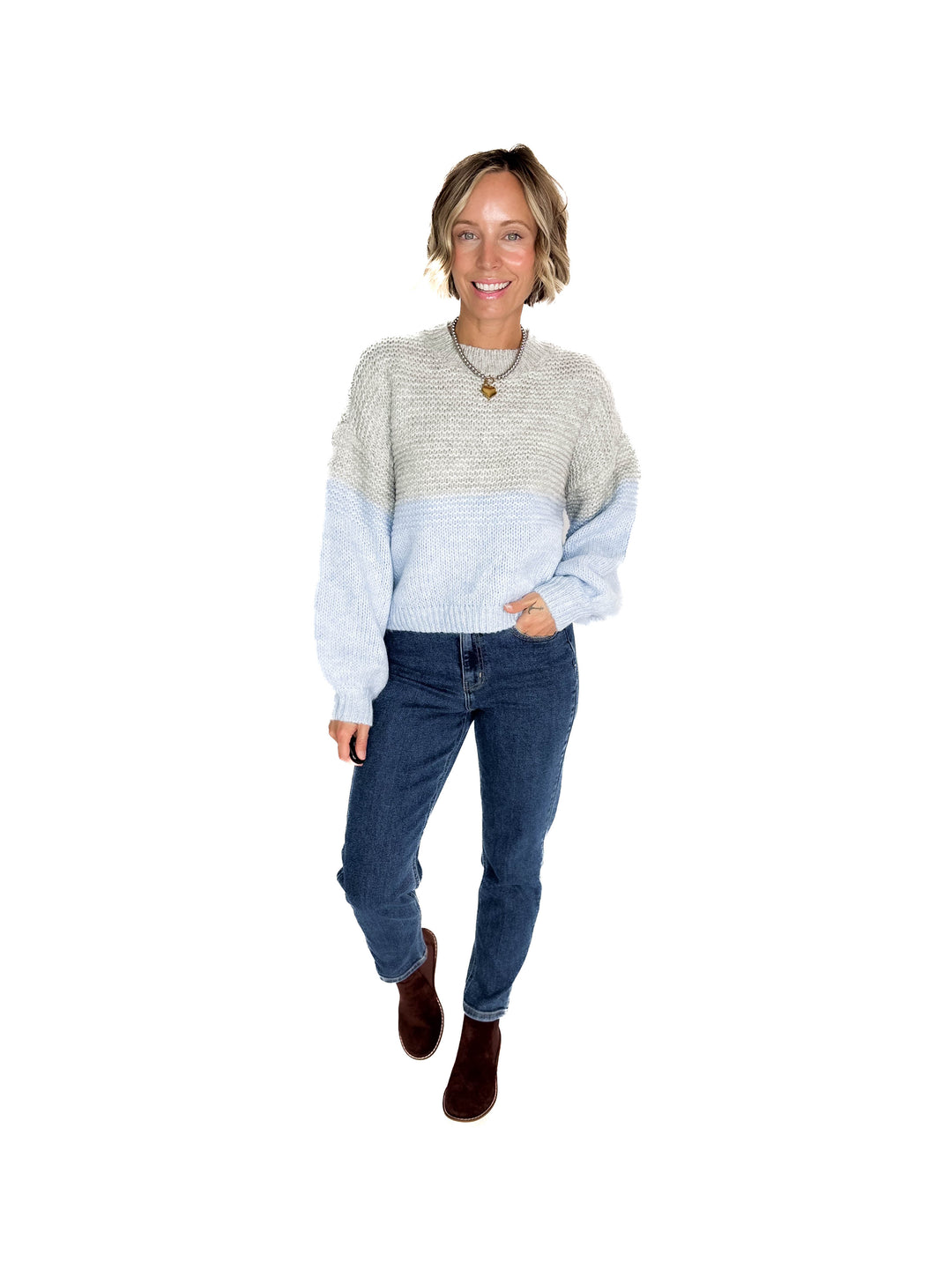 NOISY MAY Ophelia High Neck Sweater- CASHMERE BLUE