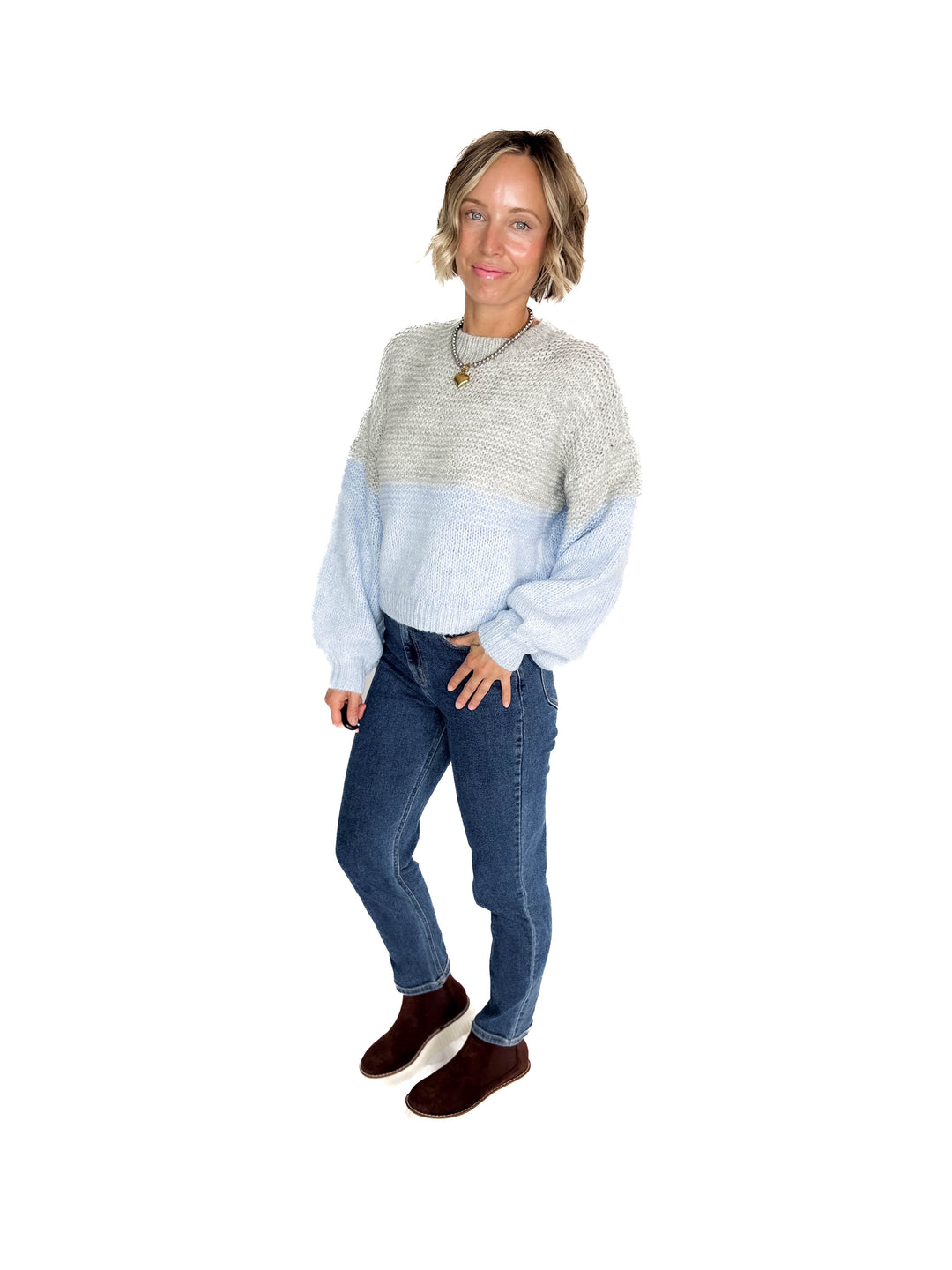 NOISY MAY Ophelia High Neck Sweater- CASHMERE BLUE
