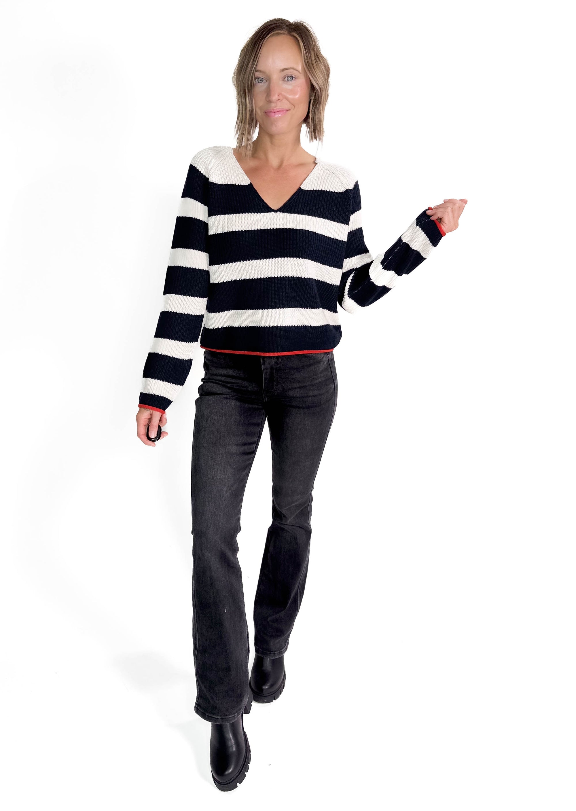 VERO MODA Gilligan Stripe Sweater- NAVY STRIPE