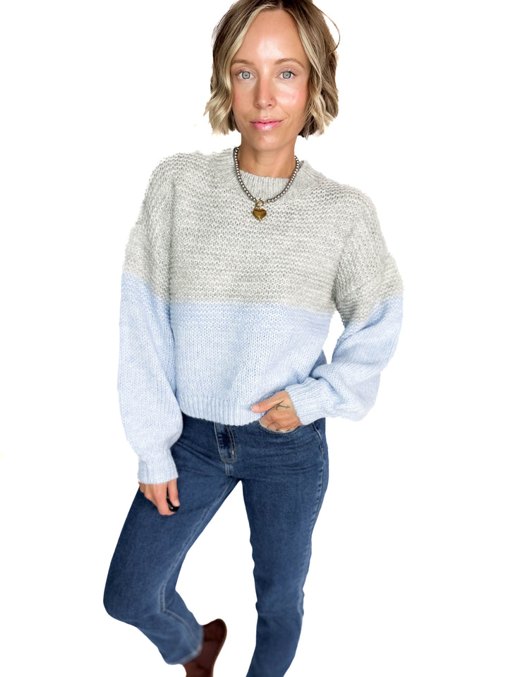 NOISY MAY Ophelia High Neck Sweater- CASHMERE BLUE