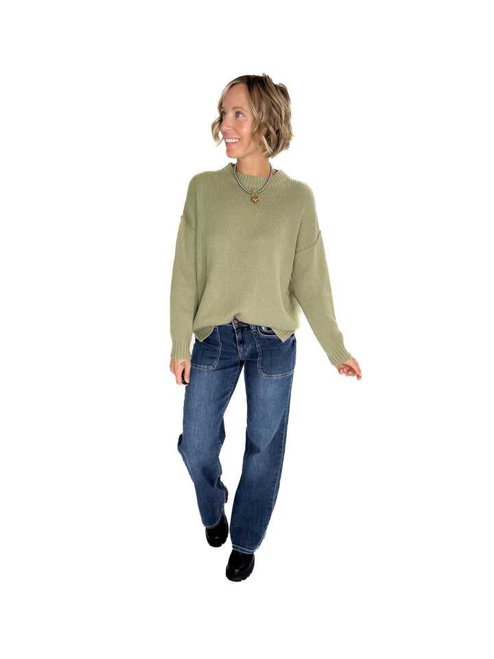 Elizabeth Drop Shoulder Sweater- FERN