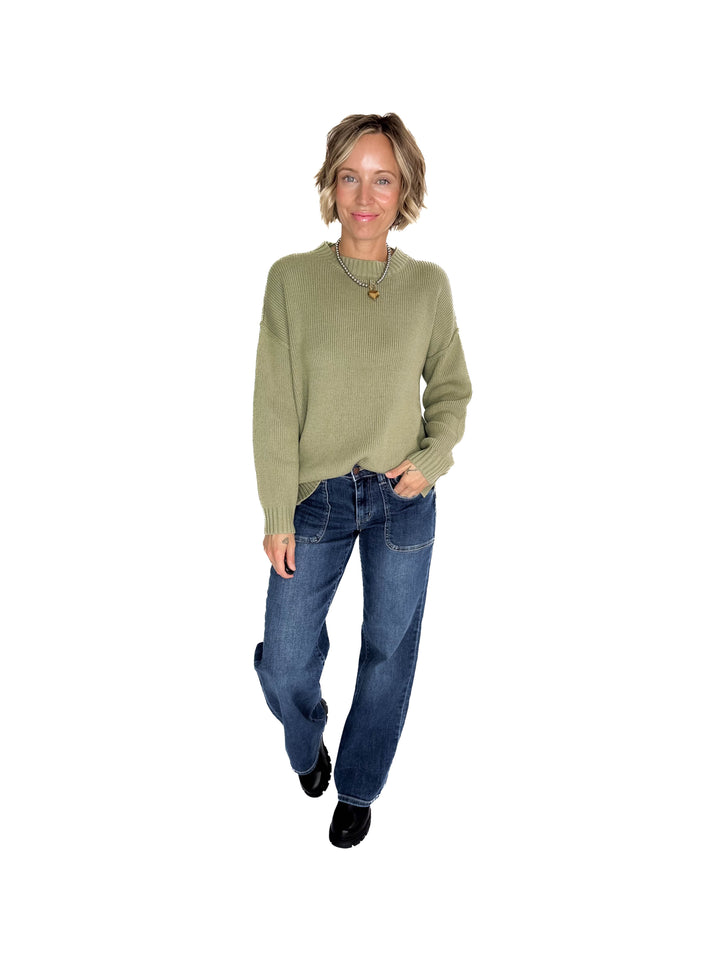 Elizabeth Drop Shoulder Sweater- FERN