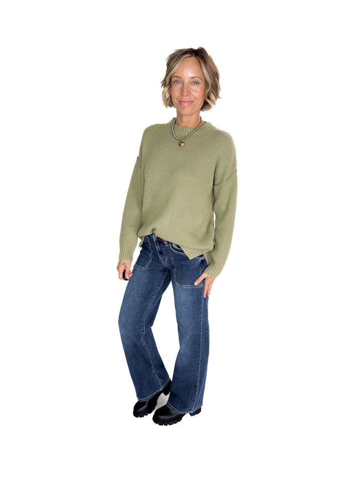 Elizabeth Drop Shoulder Sweater- FERN