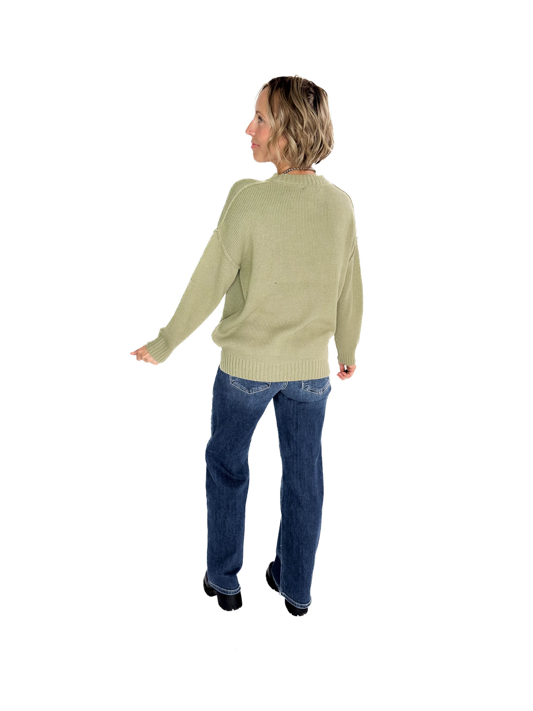 Elizabeth Drop Shoulder Sweater- FERN