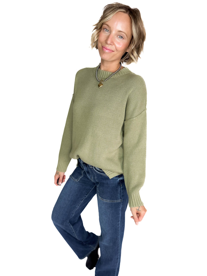 Elizabeth Drop Shoulder Sweater- FERN