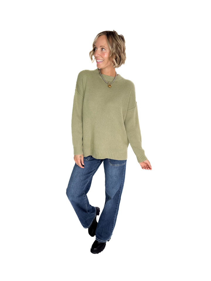 Elizabeth Drop Shoulder Sweater- FERN
