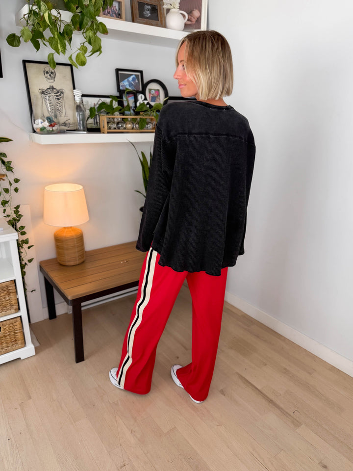 Moore Waffle Long Sleeve- BLACK