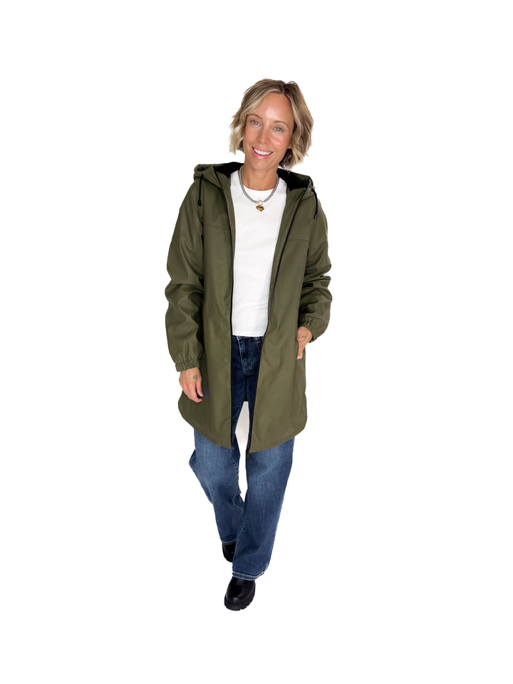VERO MODA Asta Teddy Hooded Rain Coat- GRAPE LEAF