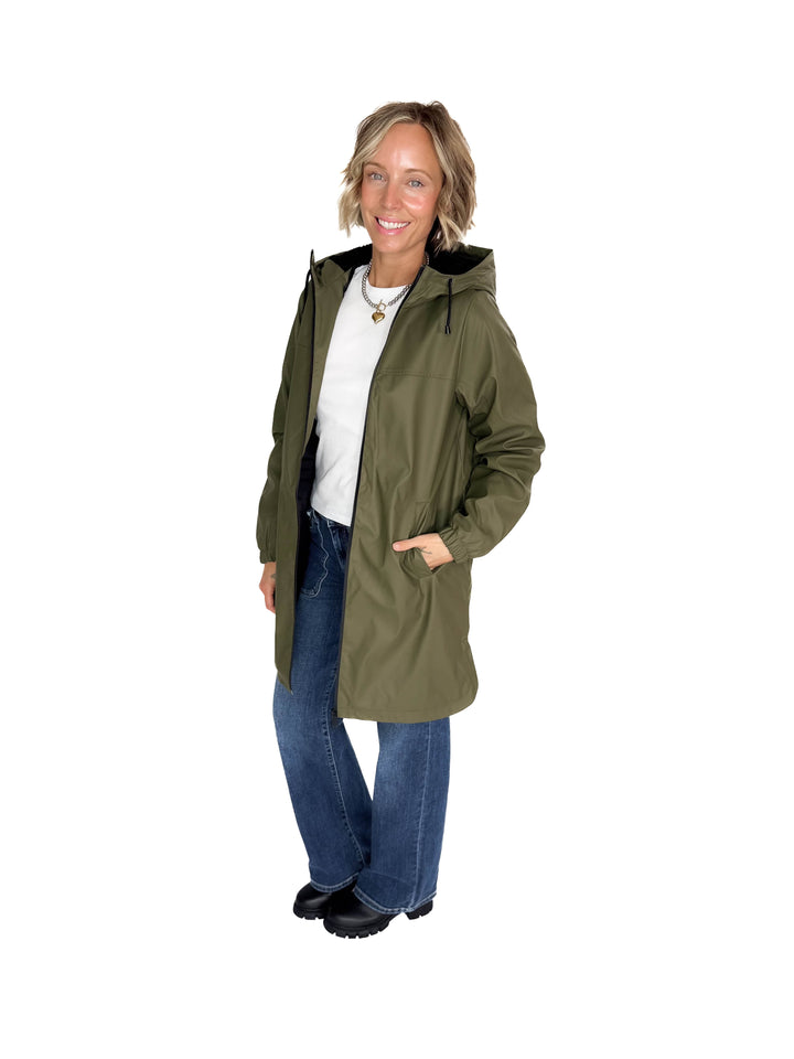 VERO MODA Asta Teddy Hooded Rain Coat- GRAPE LEAF