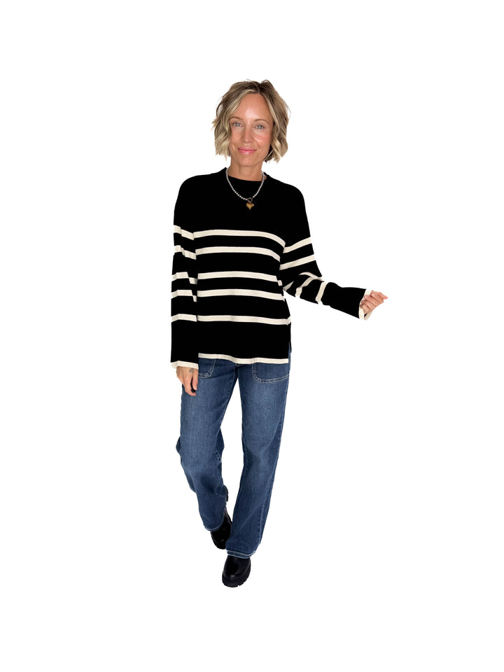 VERO MODA Saba O-Neck Sweater- BLACK STRIPE