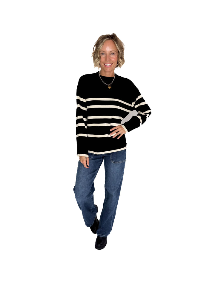 VERO MODA Saba O-Neck Sweater- BLACK STRIPE