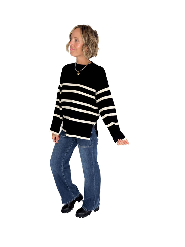 VERO MODA Saba O-Neck Sweater- BLACK STRIPE