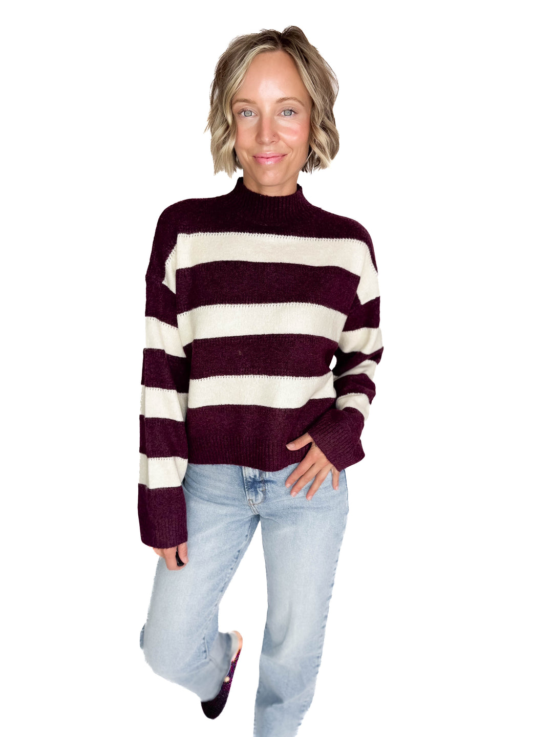 VERO MODA Inez High-neck Sweater- WINE TASTING